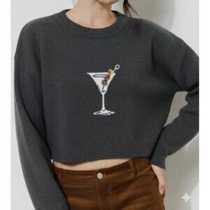 NEW PRETTY GARBAGE mandy martini sweater in charcoal